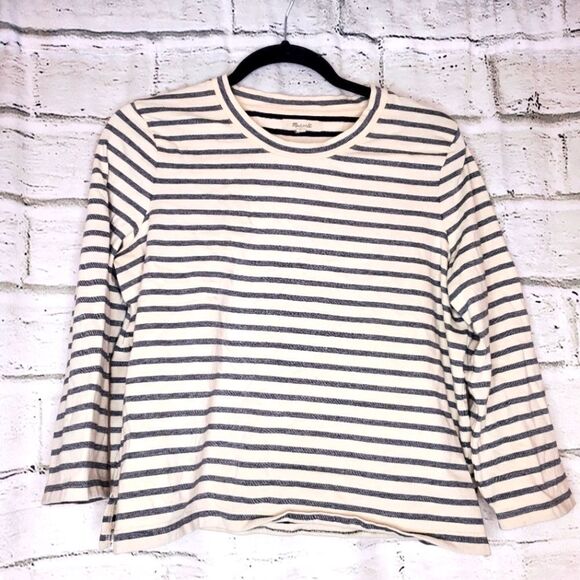 Madewell reverse print striped long sleeve tee M - Picture 1 of 6